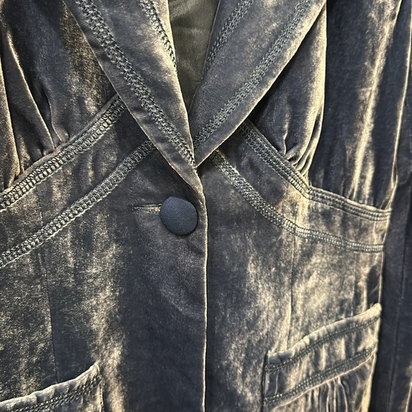 LAUNDRY by Shelli Segal blue Velvet Blazer silk blend EUC - Picture 5 of 5